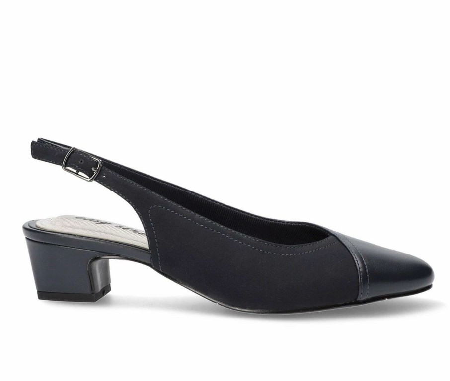 Block Heels * | Best Deal Women'S Easy Street Pratt Slingback Pumps Navy