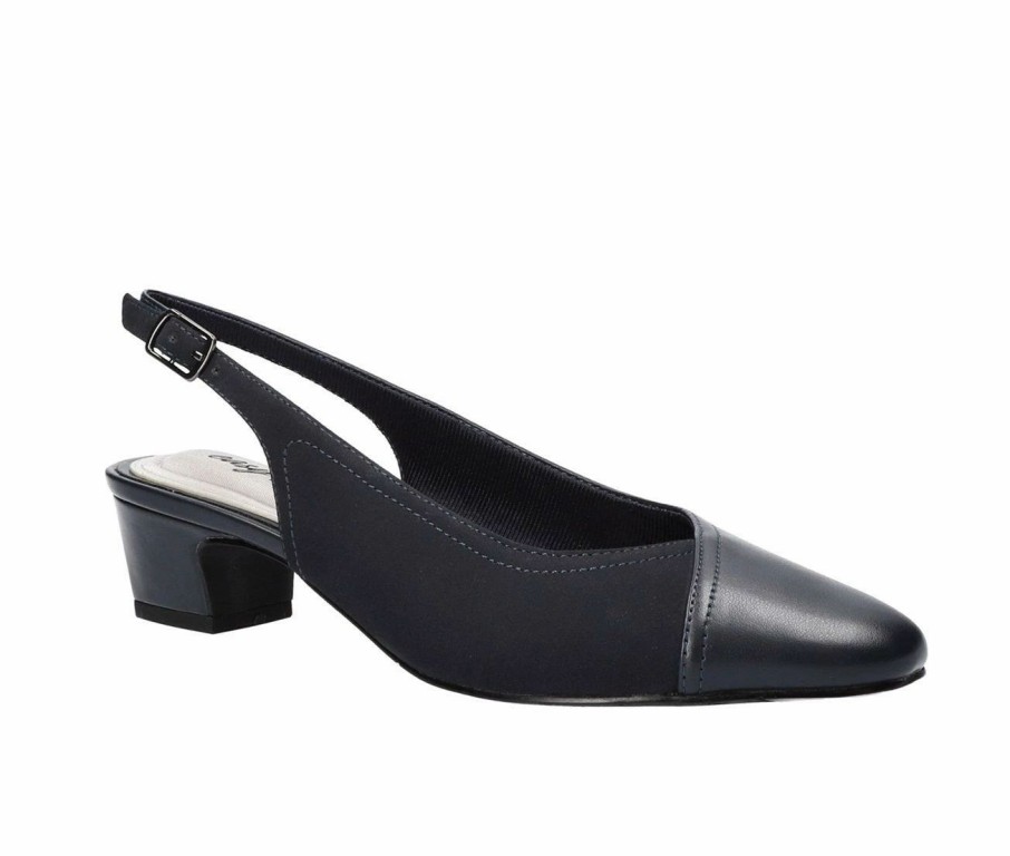 Block Heels * | Best Deal Women'S Easy Street Pratt Slingback Pumps Navy