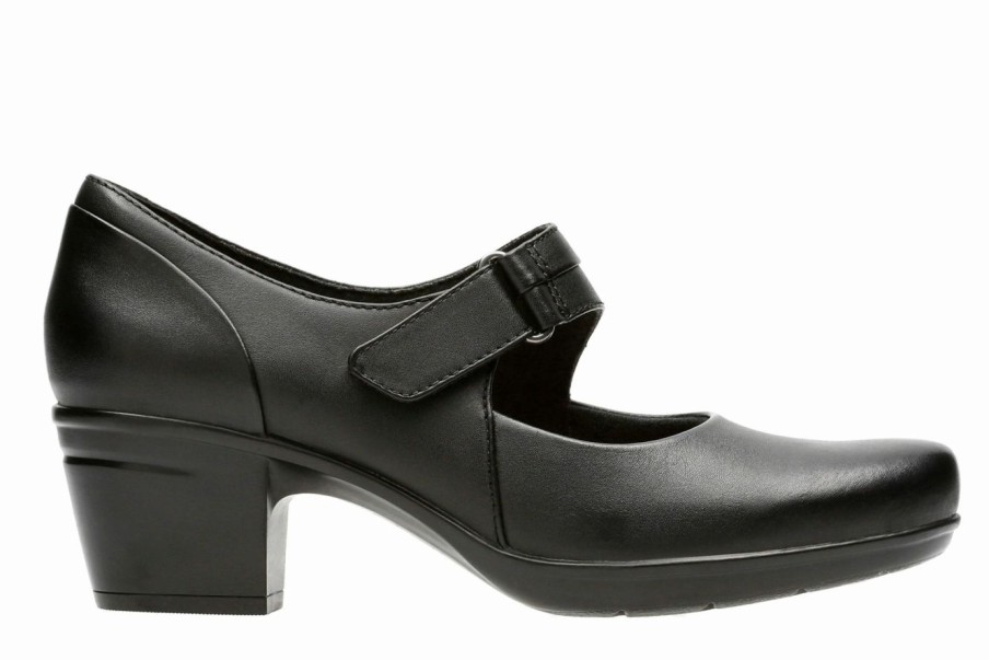 Block Heels * | New Women'S Clarks Emslie Lulin Mary Jane Heels Black