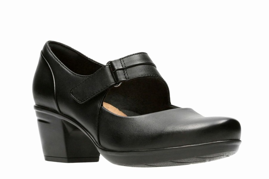 Block Heels * | New Women'S Clarks Emslie Lulin Mary Jane Heels Black