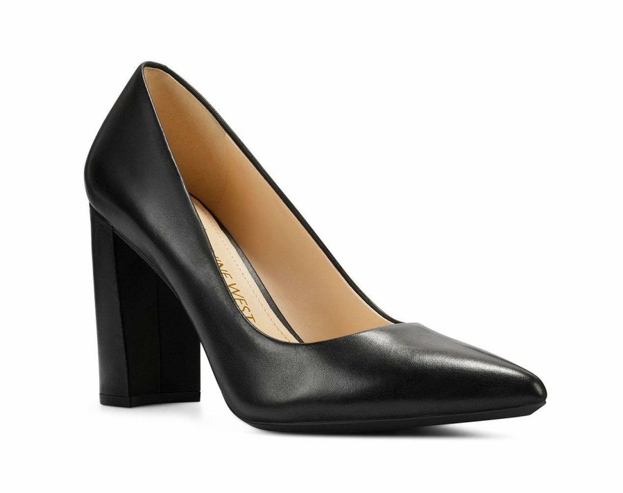 Block Heels * | Best Sale Women'S Nine West Astoria 9 9 Pumps Black Leather