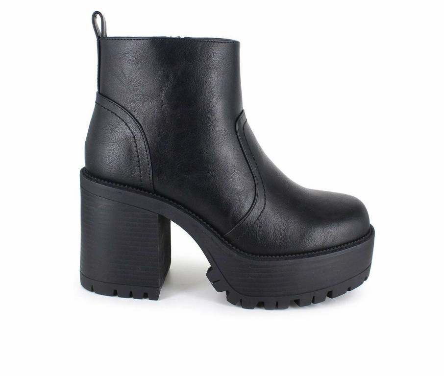 Heeled Boots * | Best Deal Women'S Unionbay Paula Heeled Booties Black Pu