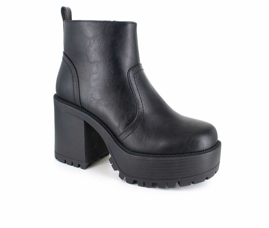 Heeled Boots * | Best Deal Women'S Unionbay Paula Heeled Booties Black Pu