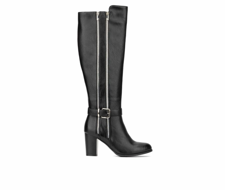 Knee High And Riding Boots * | Top 10 Women'S New York And Company Andrina Knee High Heeled Boots Black