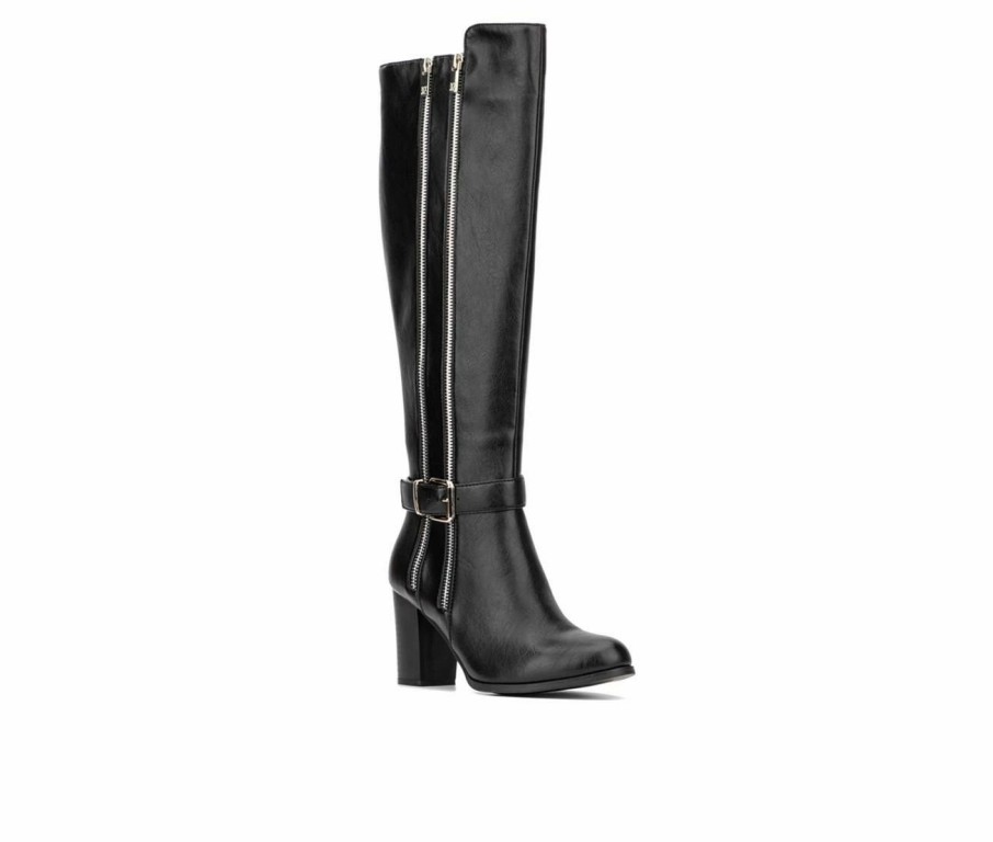 Knee High And Riding Boots * | Top 10 Women'S New York And Company Andrina Knee High Heeled Boots Black