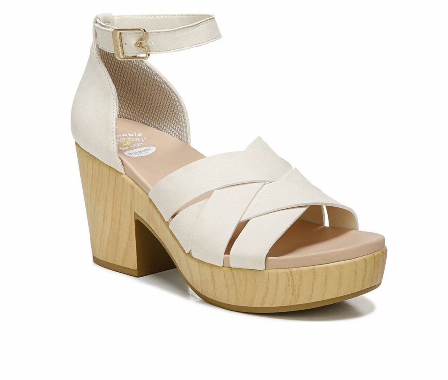 Block Heels * | Budget Women'S Dr. Scholls Blissful Heeled Dress Sandals Whitecap