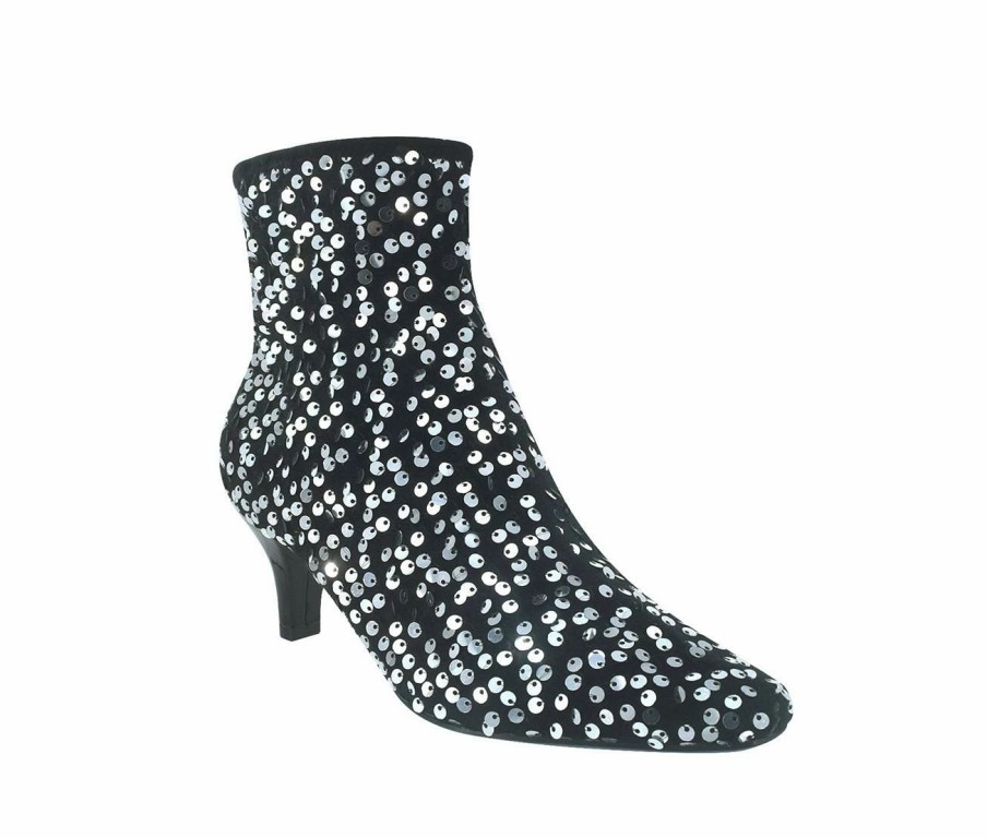 Heeled Boots * | Best Sale Women'S Impo Naja Sequin Heeled Booties Black/Silver