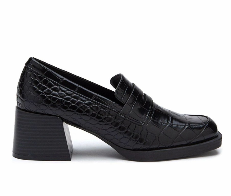 Block Heels * | Best Reviews Of Women'S Coconuts By Matisse Pace Heeled Loafers Black Croc