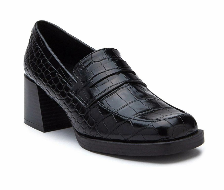 Block Heels * | Best Reviews Of Women'S Coconuts By Matisse Pace Heeled Loafers Black Croc