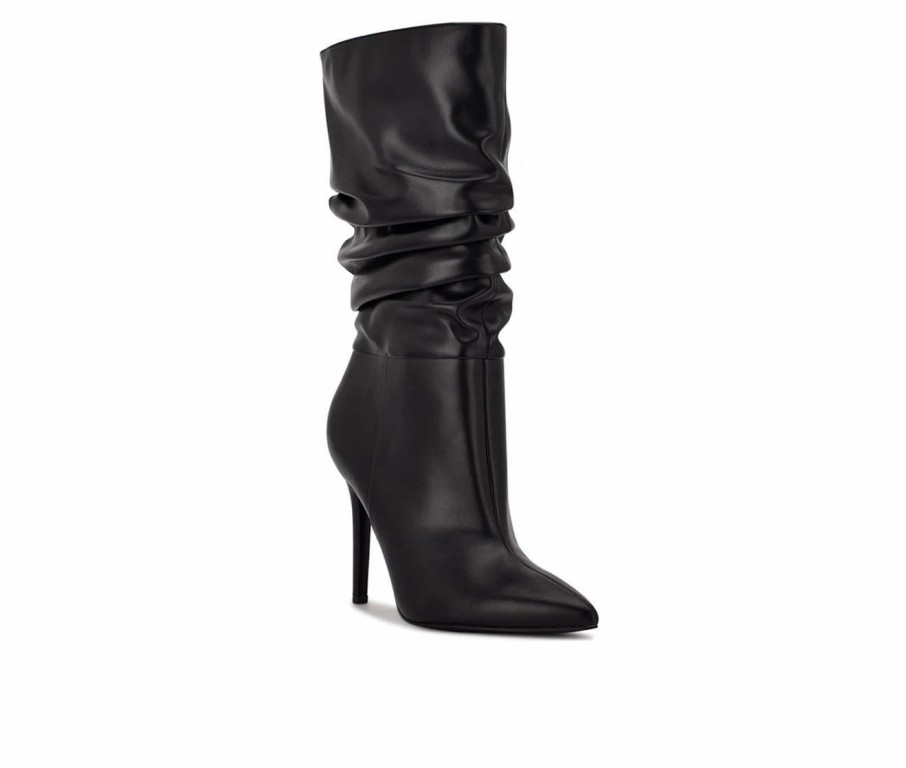 Heeled Boots * | Top 10 Women'S Nine West Tasta Mid Calf Heeled Boots Black