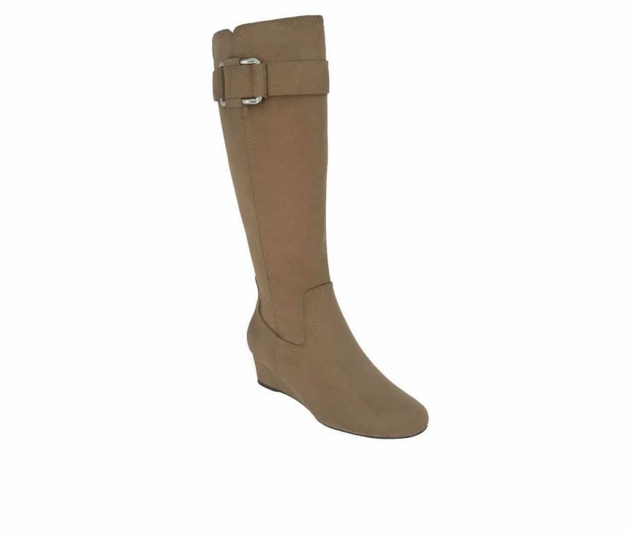 Heeled Boots * | Wholesale Women'S Impo Genia Knee High Wedge Boots Hummus