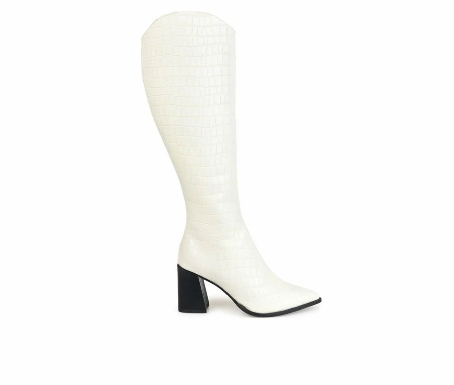 Knee High And Riding Boots * | Best Reviews Of Women'S Journee Signature Laila Heeled Knee High Boots Off White