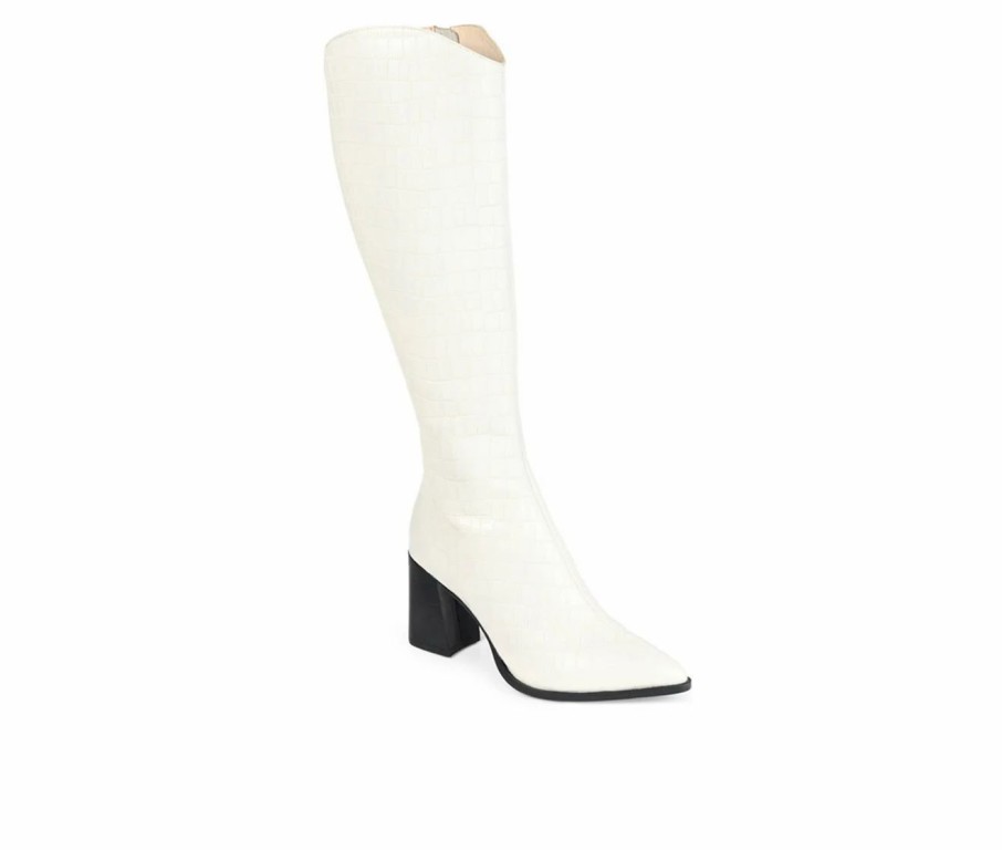 Knee High And Riding Boots * | Best Reviews Of Women'S Journee Signature Laila Heeled Knee High Boots Off White