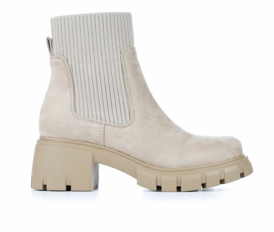 Ankle Boots And Booties * | Outlet Women'S Soda Zordy Heeled Chelsea Boots Light Wheat