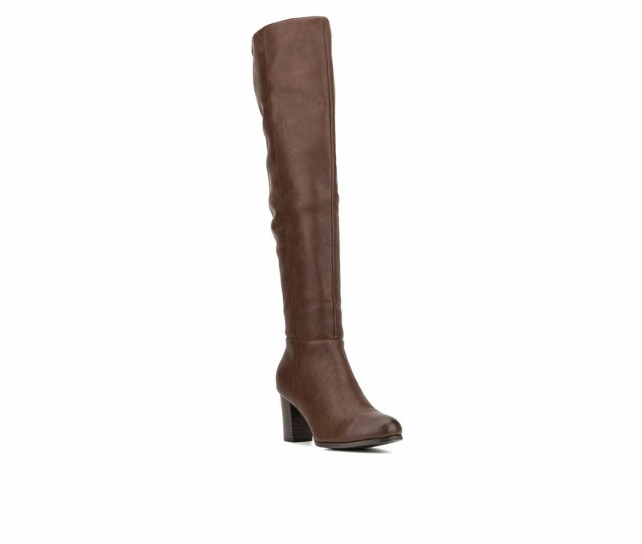 Heeled Boots * | Buy Women'S New York And Company Amory Knee High Boots Chocolate