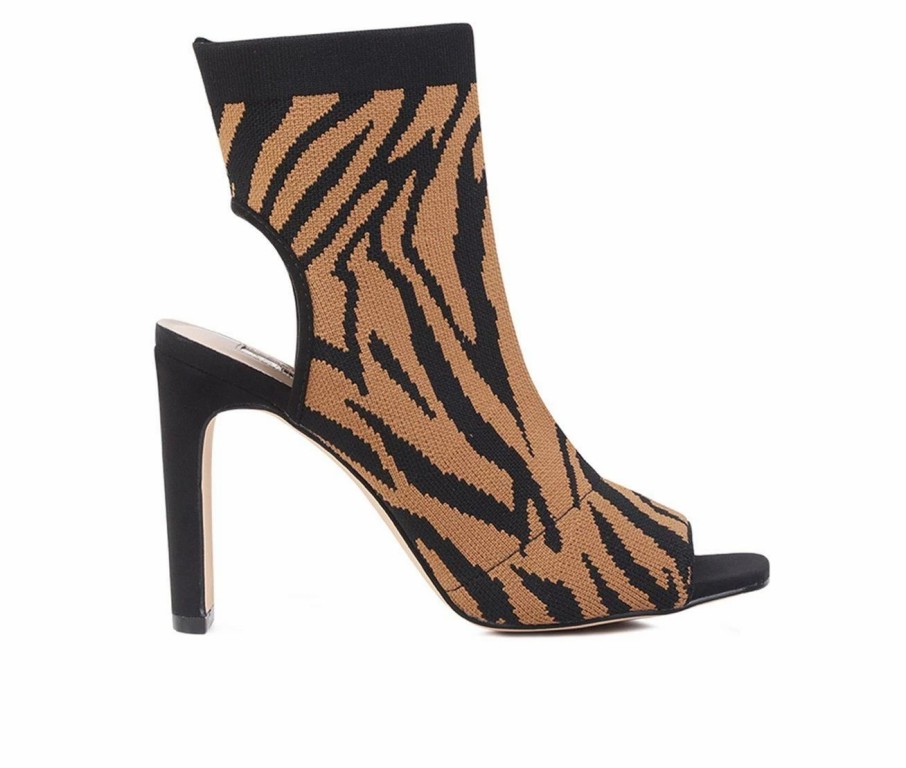 Stiletto Heels * | Brand New Women'S London Rag Peep Toe Stiletto Booties Zebra