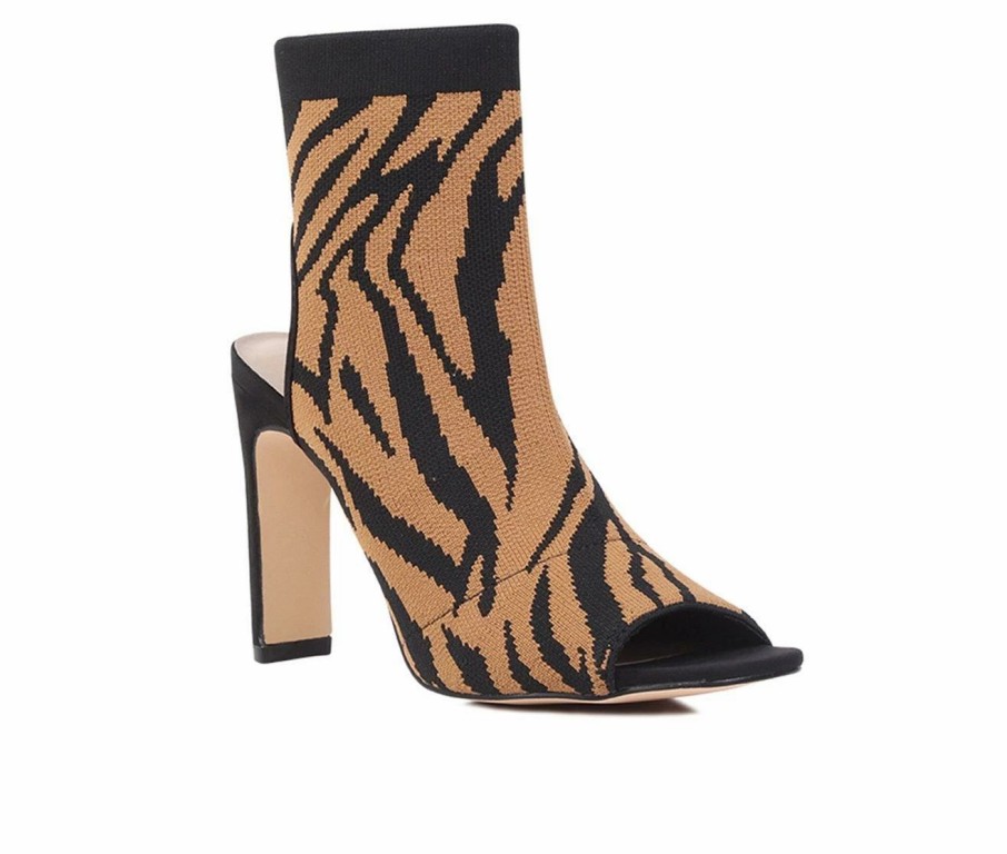 Stiletto Heels * | Brand New Women'S London Rag Peep Toe Stiletto Booties Zebra