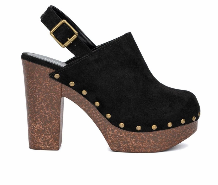 Block Heels * | Top 10 Women'S Olivia Miller Lia Platform Heeled Clogs Black