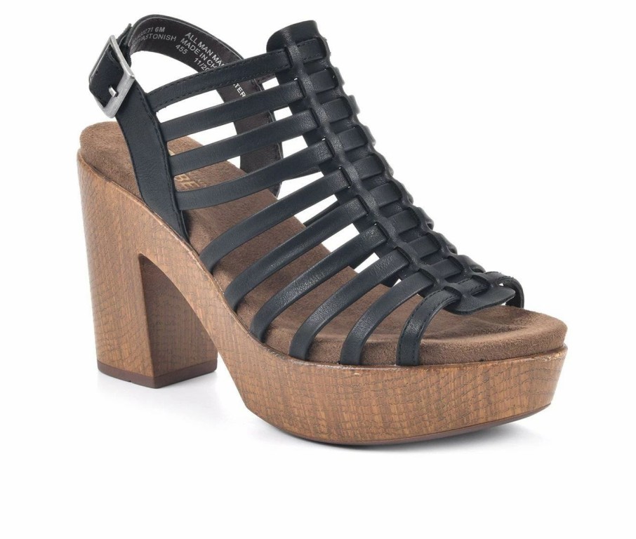 Heeled Sandals * | Flash Sale Women'S White Mountain Astonish Platform Heeled Sandals Blk/Burn/Smooth