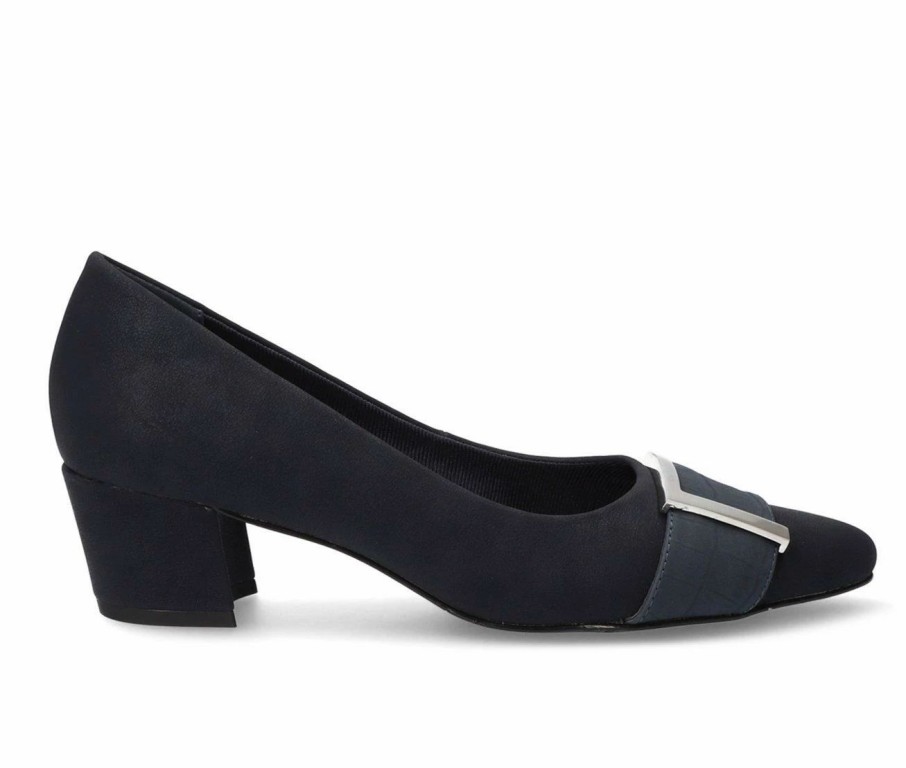 Block Heels * | Discount Women'S Easy Street Cariel Pumps Navy Matte