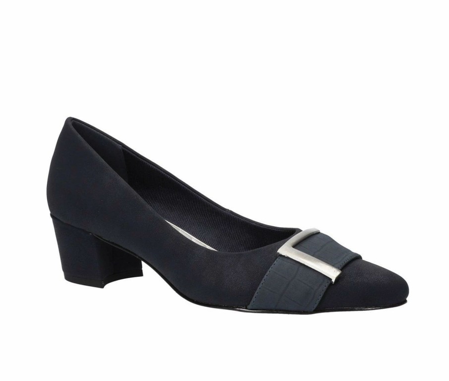 Block Heels * | Discount Women'S Easy Street Cariel Pumps Navy Matte