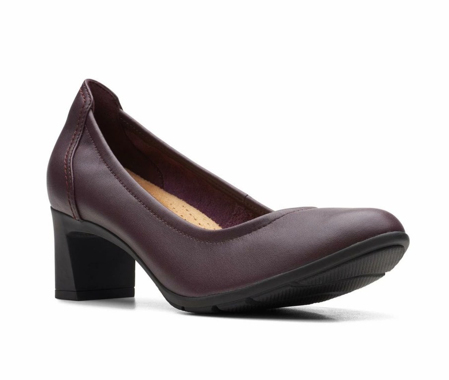 Pumps * | Outlet Women'S Clarks Neiley Pearl Pumps Burgundy Leathe