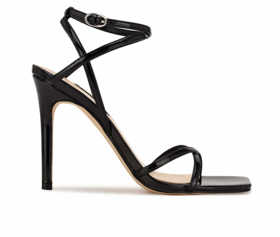 Stiletto Heels * | Promo Women'S Nine West Tidle Stiletto Sandals Black Patent