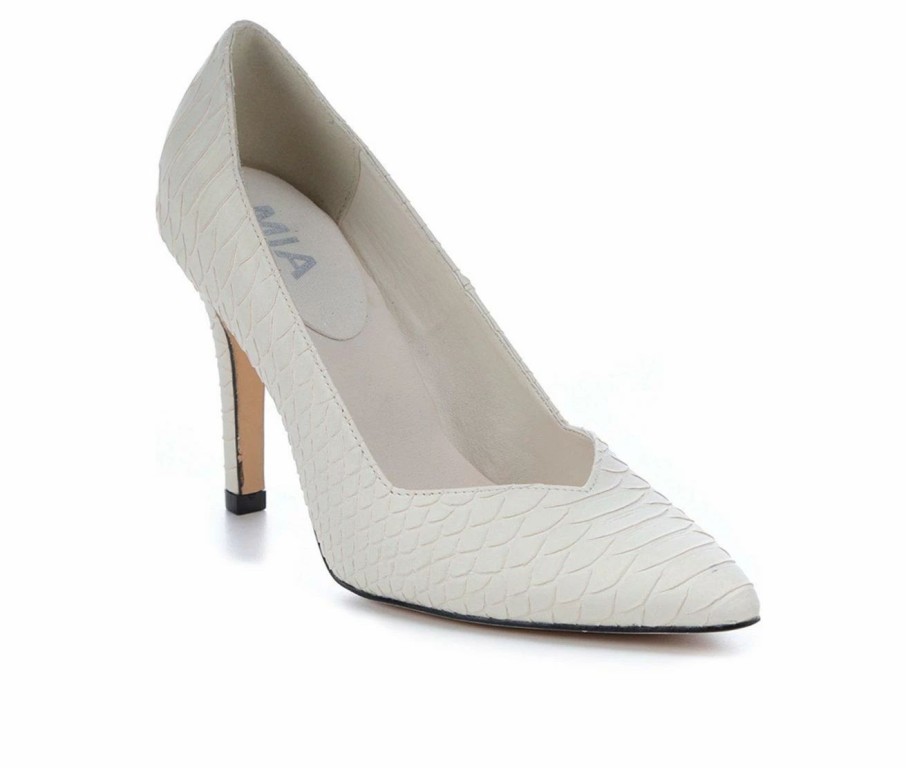 Stiletto Heels * | Promo Women'S Mia Maire Python Pumps Ivory Python