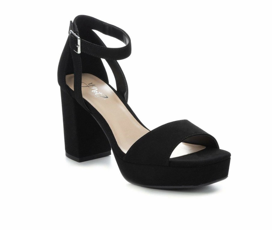 Heeled Sandals * | New Women'S Y-Not Sunflower Dress Sandals Black Nub