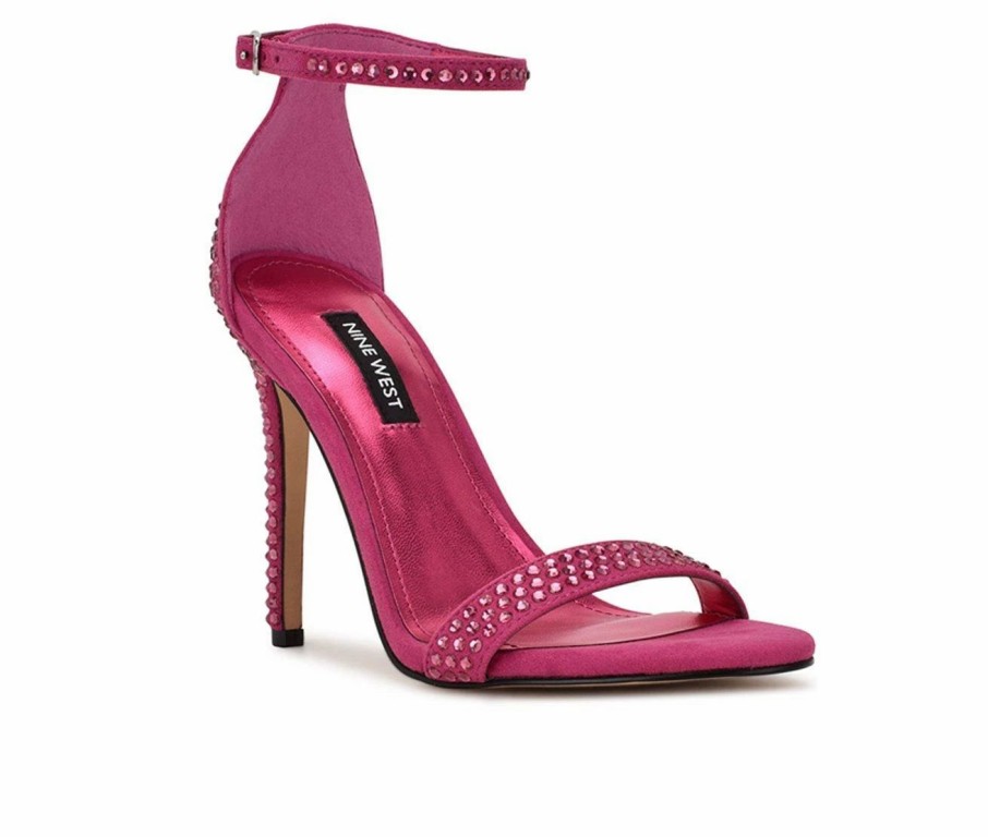 Heeled Sandals * | Best Sale Women'S Nine West Toria Dress Sandals Pink Berry