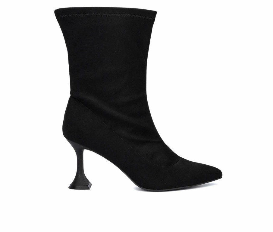 Heeled Boots * | Brand New Women'S Fashion To Figure Kia Heeled Booties Black Wide