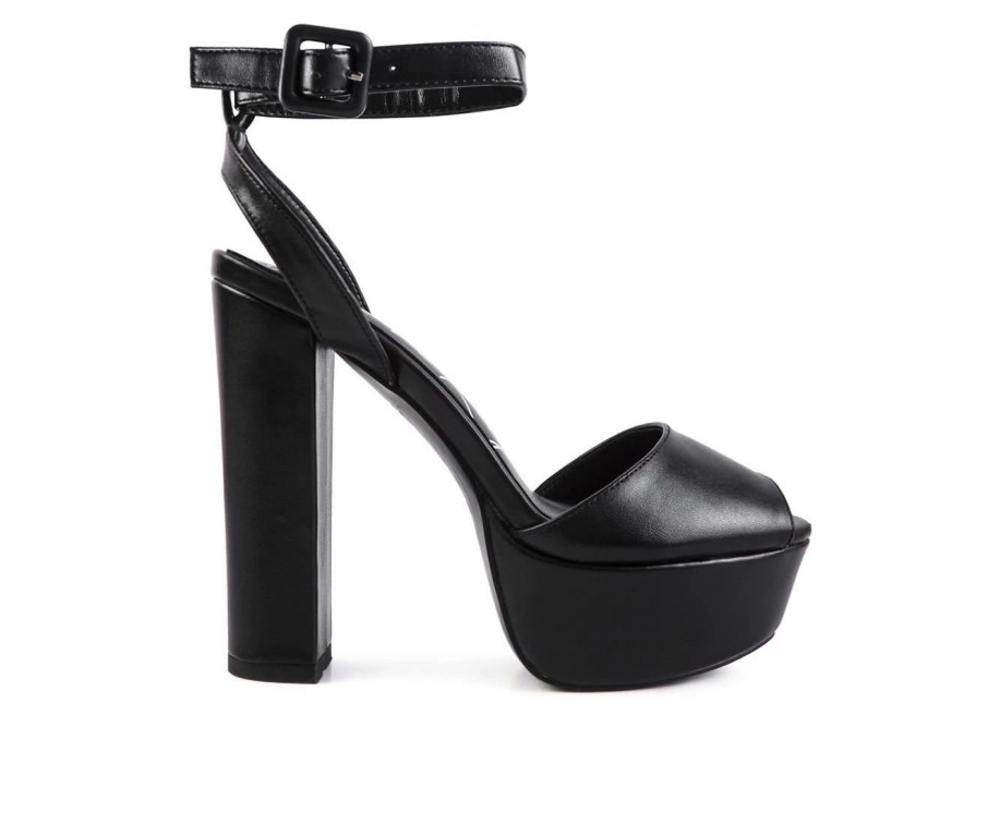 Platform Heels * | Brand New Women'S London Rag Roger Platform Dress Sandals Black