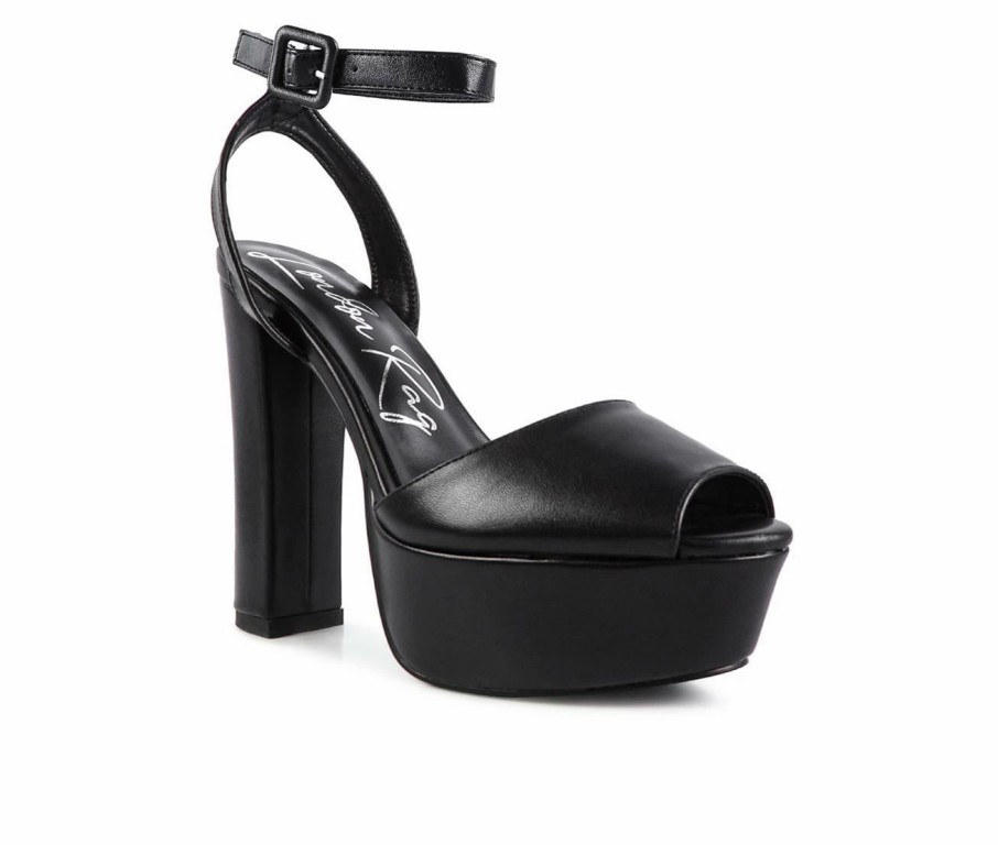 Platform Heels * | Brand New Women'S London Rag Roger Platform Dress Sandals Black