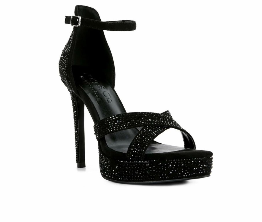 Heeled Sandals * | Top 10 Women'S Rag & Co Regalia Platform Dress Sandals Black