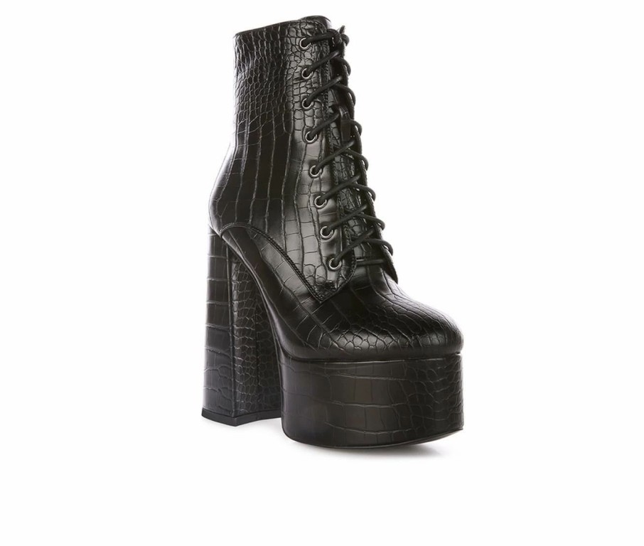 Platform Heels * | New Women'S London Rag Magdalene Platform Heeled Booties Black