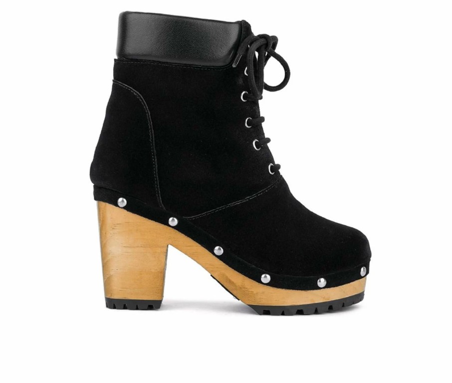 Heeled Boots * | Best Reviews Of Women'S Rag & Co Maaya Heeled Lace Up Booties Black