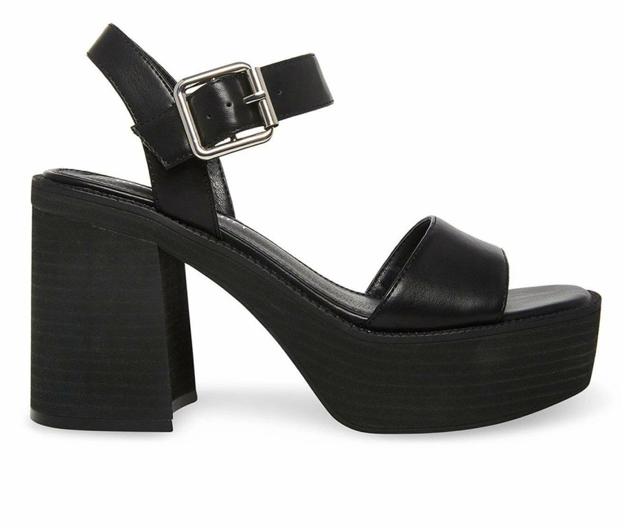 Platform Heels * | Cheap Women'S Madden Girl Grandview Block Heel Dress Sandals Black