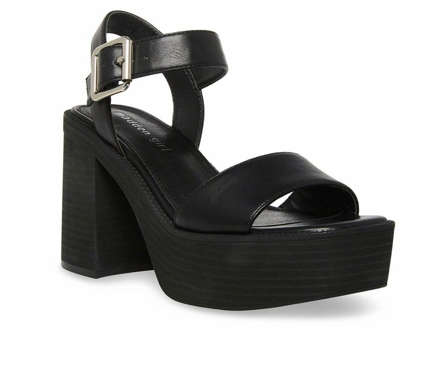 Platform Heels * | Cheap Women'S Madden Girl Grandview Block Heel Dress Sandals Black