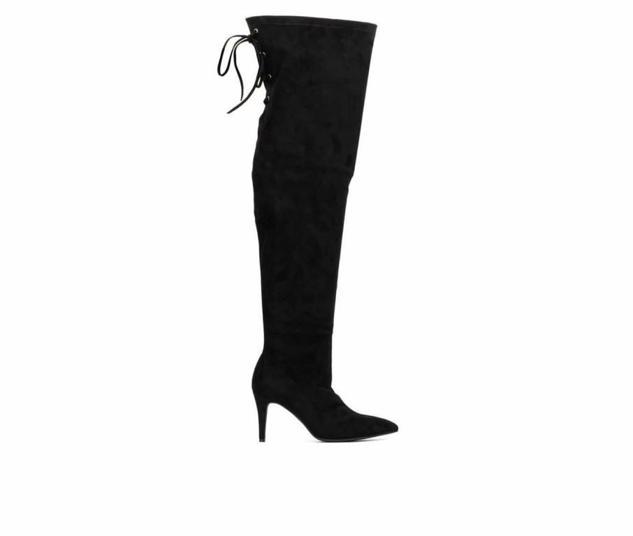 Stiletto Heels * | Promo Women'S Fashion To Figure Larissa Xwc Over The Knee Heeled Boots Black Wide