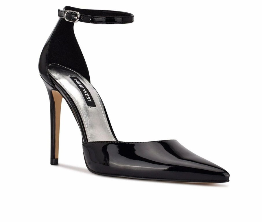 Stiletto Heels * | Outlet Women'S Nine West Faiz Stiletto Pumps Black Patent