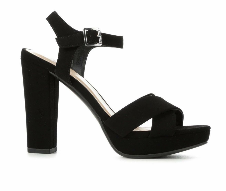 Heeled Sandals * | Brand New Women'S Delicious Keeper Heeled Sandals Black Nub