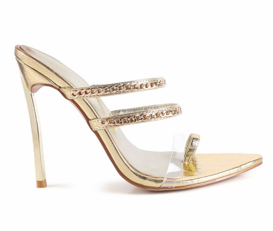 Stiletto Heels * | Best Deal Women'S London Rag Tickle Stiletto Dress Sandals Gold