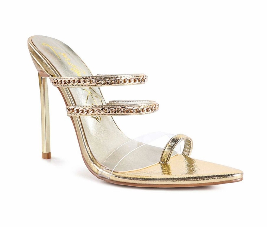 Stiletto Heels * | Best Deal Women'S London Rag Tickle Stiletto Dress Sandals Gold