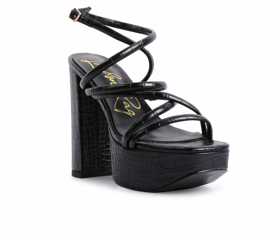 Platform Heels * | New Women'S London Rag Beam Platform Dress Sandals Black