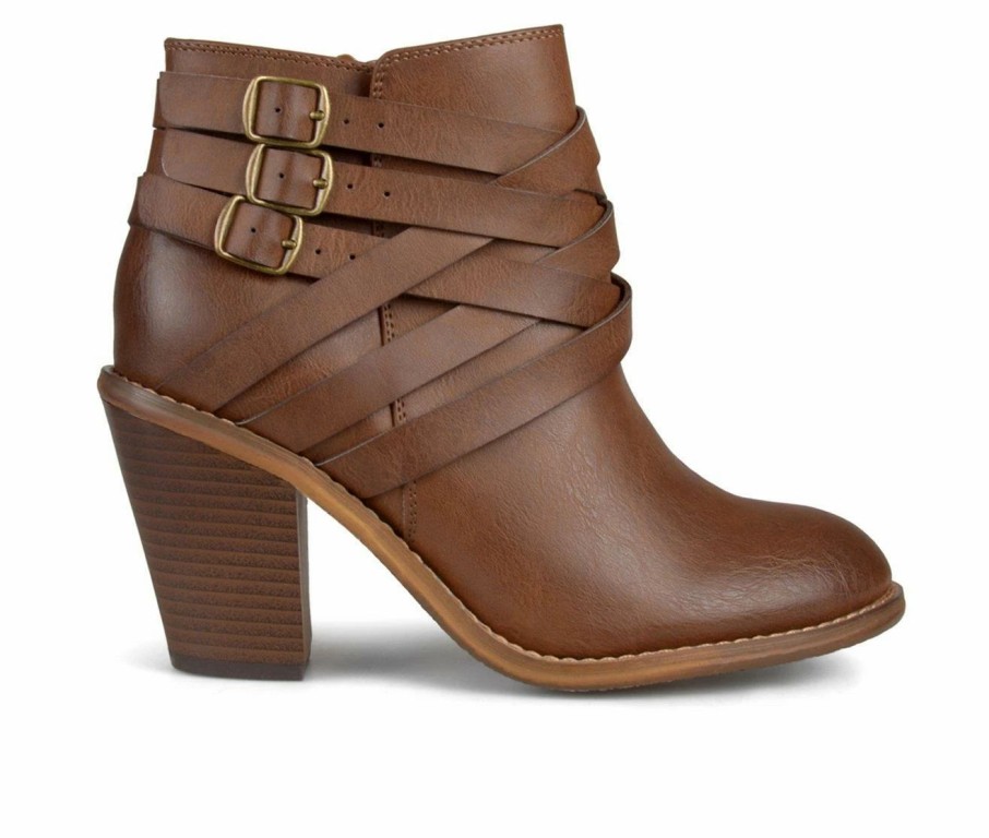 Ankle Boots And Booties * | Brand New Women'S Journee Collection Strap Booties Brown