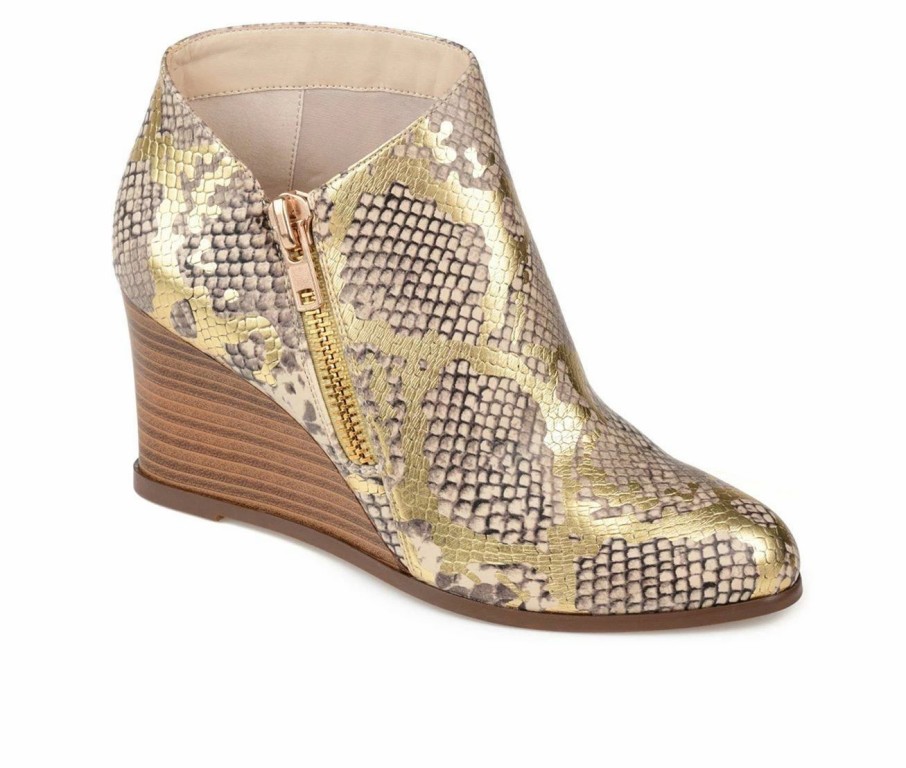 Heeled Boots * | Wholesale Women'S Journee Collection Glam Wedge Booties Gold