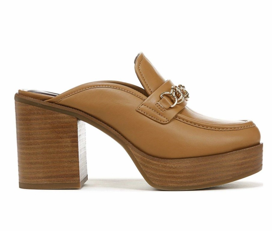 Block Heels * | Deals Women'S Franco Sarto Katra Clog Platform Block Heels Caramel