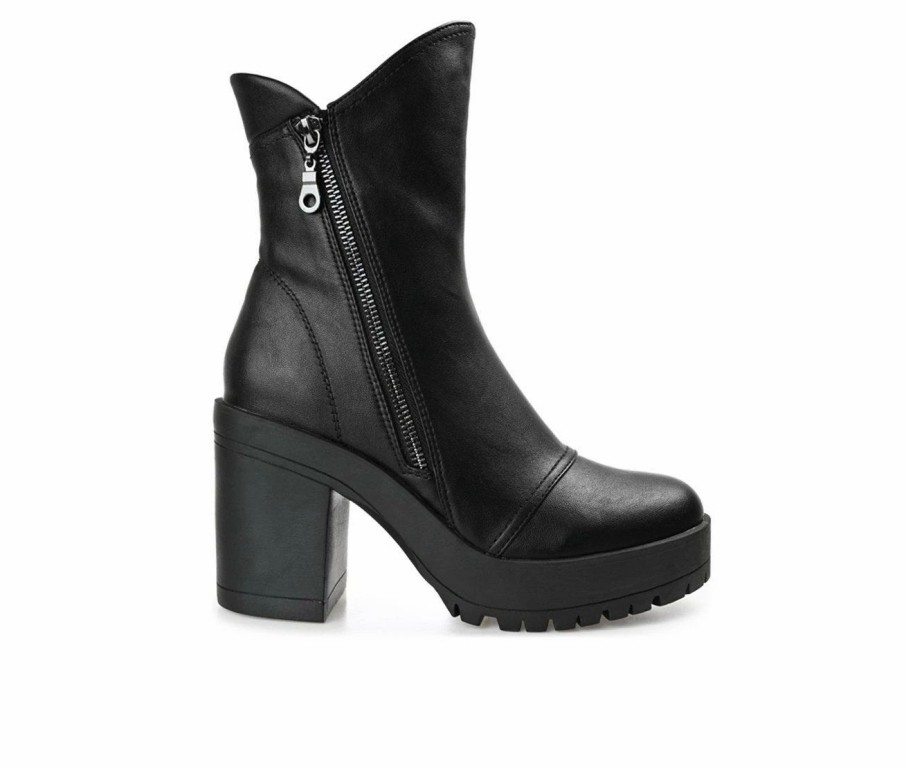 Heeled Boots * | Top 10 Women'S Journee Collection Jaquie Block Heel Booties Black