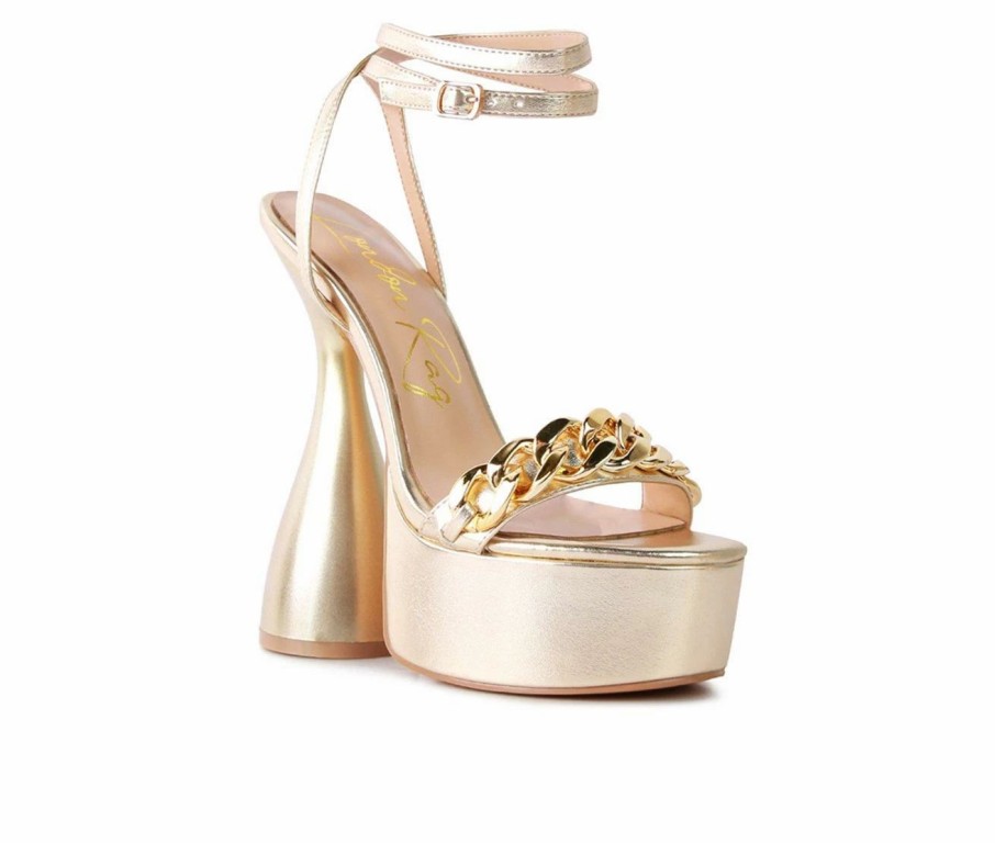 Platform Heels * | Discount Women'S London Rag Big Bash Platform Dress Sandals Gold