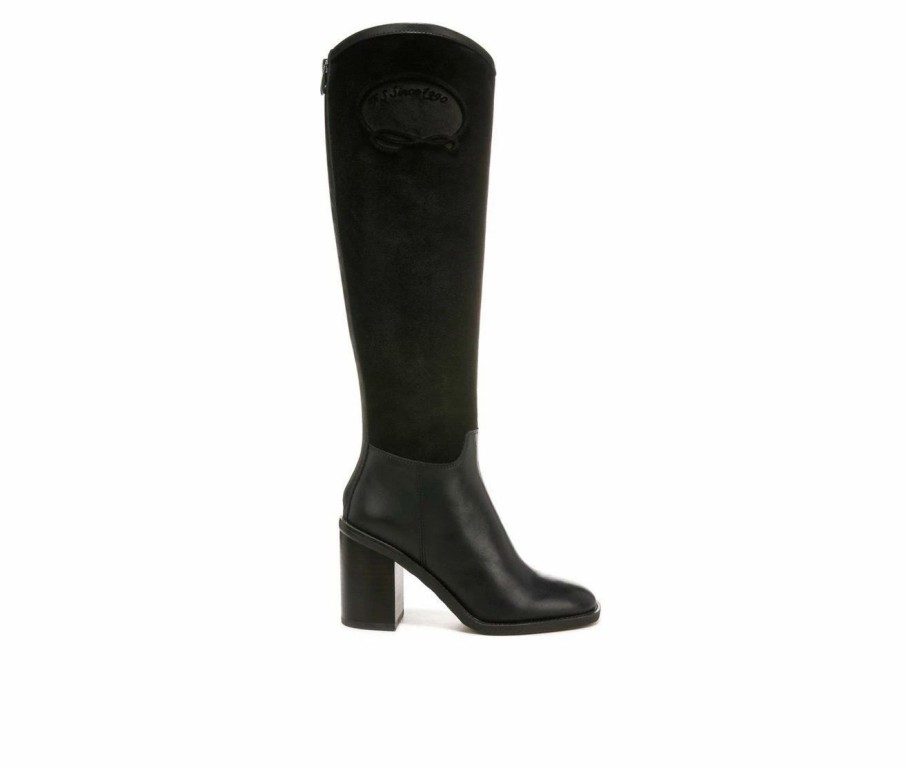 Knee High And Riding Boots * | Best Pirce Women'S Franco Sarto Rivet Tall Knee High Heeled Boots Black